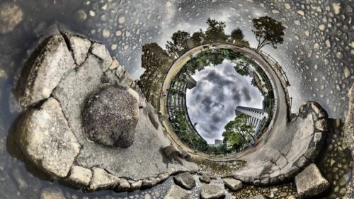 Abstract Tiny Planet Fisheye Park Cityscape Desktop Wallpaper