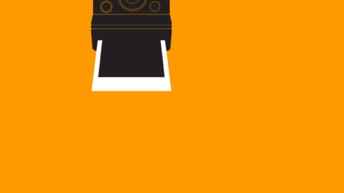 Minimalist Retro Polaroid Camera Illustration Orange Background PC Wallpaper