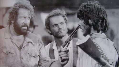 Classic Western Movie Scene with Terence Hill and Bud Spencer PC Wallpaper