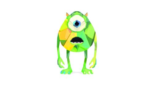 Low Poly Mike Wazowski Monsters Inc Abstract Art PC Wallpaper