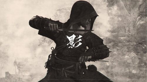 Stealthy Ninja Assassin in Monochrome Forest Desktop Wallpaper