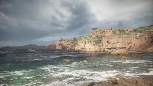 Dramatic Coastal Cliffs Overlooking Stormy Sea Desktop Wallpaper
