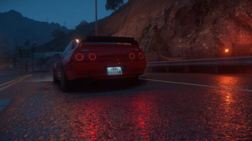 Red Nissan Skyline GT R R32 Night Drive Desktop Wallpaper