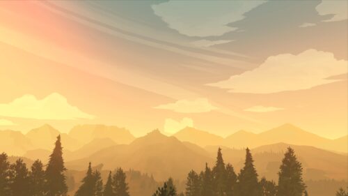 Minimalist Golden Hour Mountain Landscape Art Desktop Wallpaper