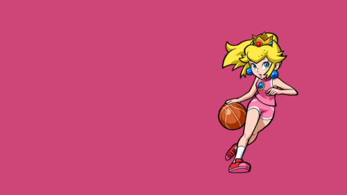 Princess Peach Basketball Player Minimalist Pink Background 4K Wallpaper