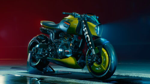Cyberpunk Yellow Nazare Motorcycle High Tech PC Wallpaper