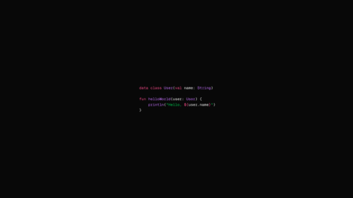 Minimalist Kotlin Programming Code Syntax Dark Mode Desktop Wallpaper