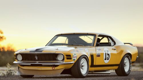 Classic Vintage Yellow Ford Mustang Boss 302 Trans Am Race Car Desktop Wallpaper