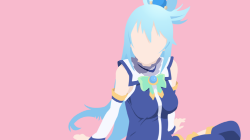 Minimalist Aqua from Konosuba Anime Aesthetic Desktop Wallpaper