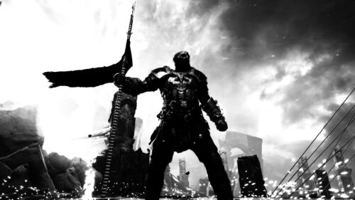 Kratos God of War Monochrome Warrior Standing Tall 4K PC Wallpaper
