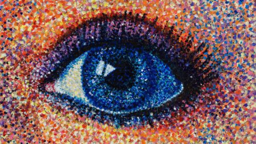 Abstract Pointillism Blue Eye Artistic Painting 4K Wallpaper
