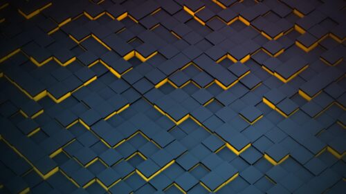Dark 3D Abstract Cubes with Glowing Orange Underlay PC Wallpaper
