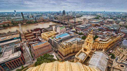 Stunning Aerial View of London Cityscape from St Pauls Cathedral Desktop Wallpaper