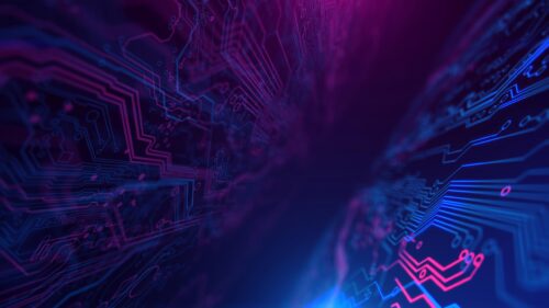 Futuristic Neon Circuit Board Technology Abstract 4K Wallpaper