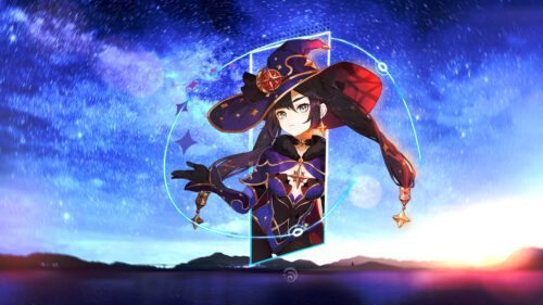 Genshin Impact Mona Astrologist Magical Starry Night PC Wallpaper