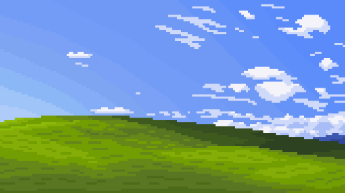 Nostalgic Windows XP Bliss Pixel Art Landscape PC Wallpaper