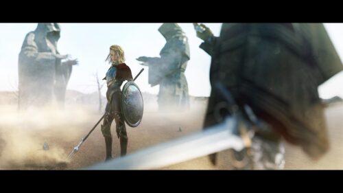 Stunning Fantasy Warrior Woman with Spear and Shield 4K PC Wallpaper