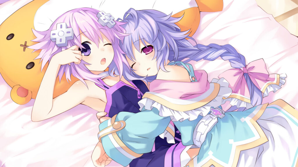 Neptune and Nepgear Sleeping Together Hyperdimension Neptunia PC Wallpaper