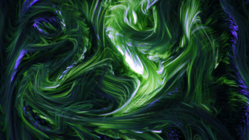 Abstract Neon Green and Deep Purple Swirls Liquid Art PC Wallpaper