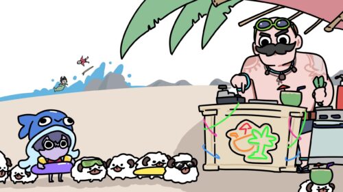 Funny Cartoon Beach Party with Braum and Poro Friends PC Wallpaper