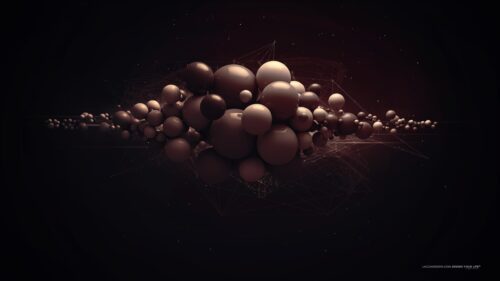 Abstract 3D Dark Spheres and Geometric Network Composition 4K Wallpaper