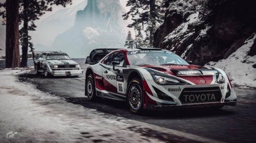 Toyota 86 Rally Car Racing in Snowy Mountains 4K PC Wallpaper