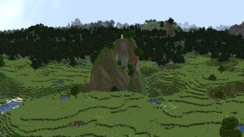Beautiful Minecraft Landscape with Mountain and Pine Forest PC Wallpaper