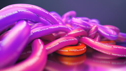 Abstract 3D Pink and Orange Intertwined Tubes Art Desktop Wallpaper