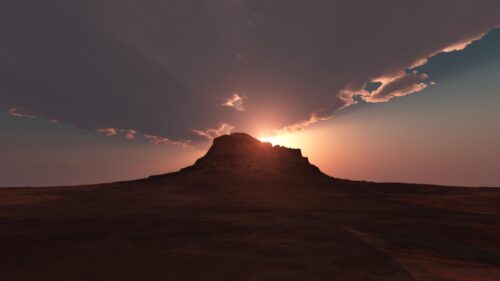 Stunning Desert Sunset Over Mesa Mountain Landscape PC Wallpaper