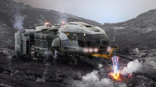 Futuristic MISC Prospector Space Mining Ship Industrial Sci-Fi 4K Wallpaper