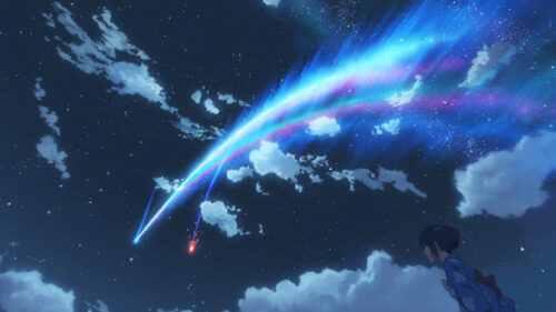 Your Name Anime Comet Night Sky Aesthetic Desktop Wallpaper