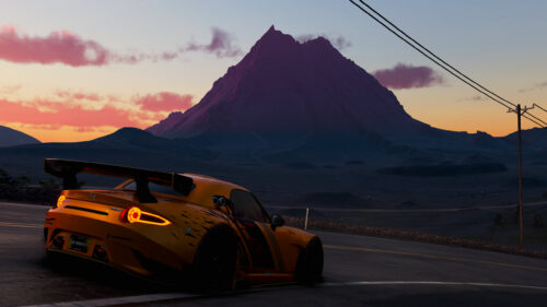 Modified Mazda MX 5 Racing Car at Sunset Mountain Road PC Wallpaper