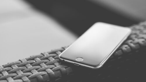 Minimalist Smartphone on Woven Texture Black and White PC Wallpaper