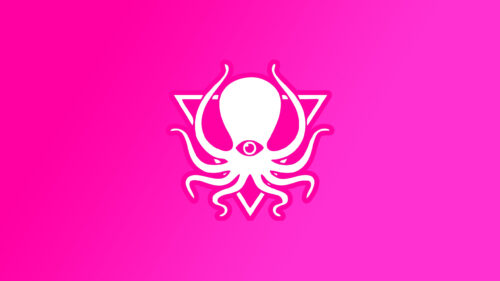 Minimalist Pink Octopus with Eye Symbol Vector Art PC Wallpaper