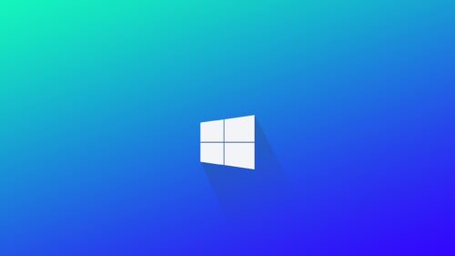 Minimalist Windows Logo with Blue and Teal Gradient Background PC Wallpaper