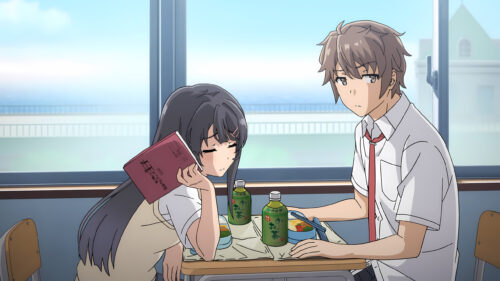 Mai Sakurajima and Sakuta Azusagawa Having Lunch Rascal Does Not Dream of Bunny Girl Senpai PC Wallpaper