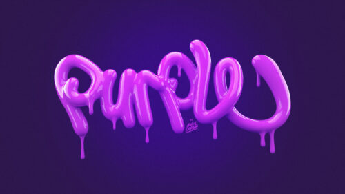 Glossy Purple Liquid 3D Typography Art Desktop Wallpaper
