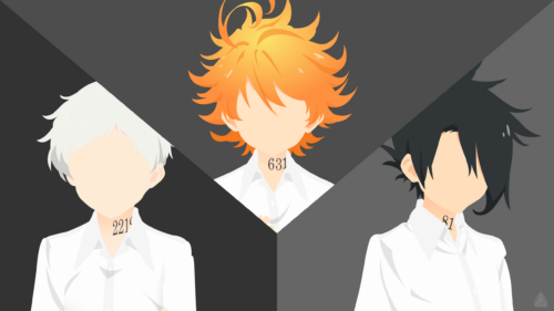 The Promised Neverland Minimalist Characters 4K Desktop Wallpaper