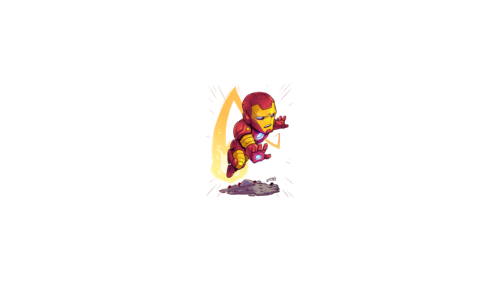 Chibi Iron Man Marvel Superhero Minimalist White Background 4K Wallpaper