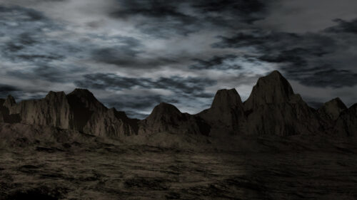 Dark Dramatic Mountain Range Landscape Under Stormy Clouds 4K Wallpaper