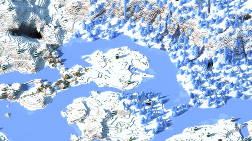 Minecraft Snowy Landscape Isometric View PC Wallpaper