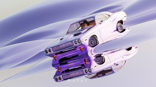 Stunning Purple Dodge Challenger Surreal Reflection Desktop Wallpaper