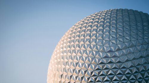 Epcot Spaceship Earth Geometric Architecture 4K Wallpaper