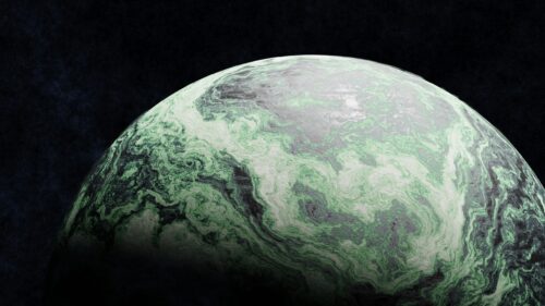 Abstract Green and Silver Alien Planet Space Desktop Wallpaper