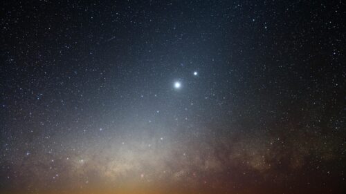 Stunning Night Sky with Bright Celestial Planets and Milky Way Galaxy Desktop Wallpaper