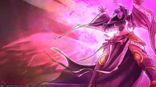 Anime Sorceress Casting Powerful Pink Magic Aura Desktop Wallpaper