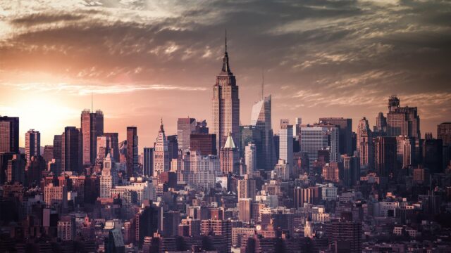 Stunning Empire State Building New York City Skyline at Sunset Desktop Wallpaper