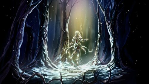 Ethereal Winter Spirit Dancing in Enchanted Forest 4K Desktop Wallpaper