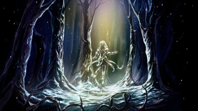 Ethereal Winter Spirit Dancing in Enchanted Forest 4K Desktop Wallpaper