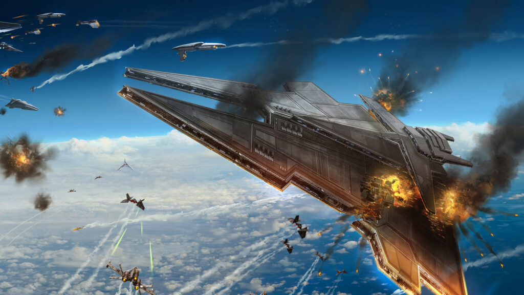 Epic Space Battle Starship Destruction Cinematic 4K Desktop Wallpaper